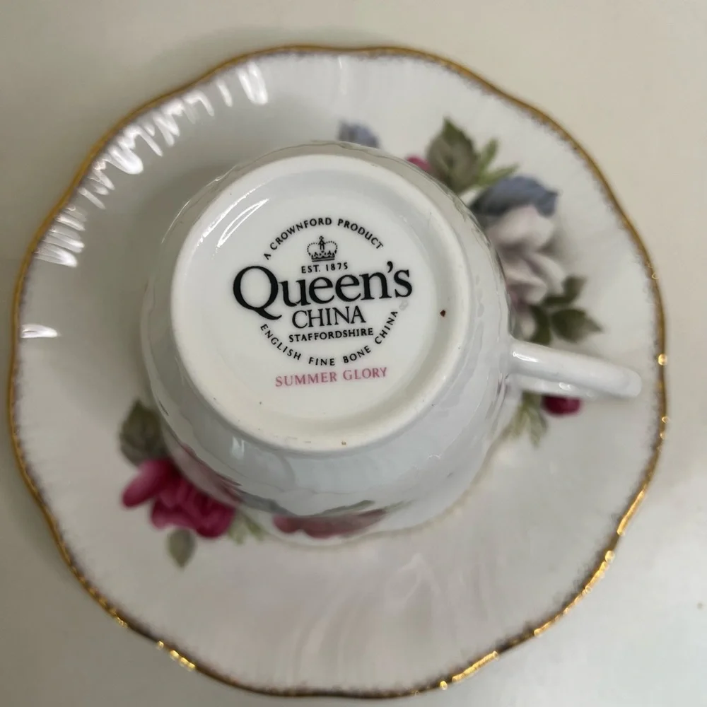 Queen’s China Summer Glory Teacup & Saucer | English Bone China